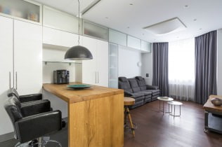 Proiectare apartament cu un dormitor 43 mp. m. cu iluminare de fundal controlată