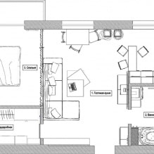 Interiørdesign av en studioleilighet på 47 kvadratmeter.M-19