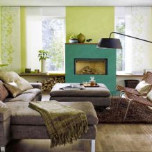 Interiér obývacího pokoje v zelených barvách-5