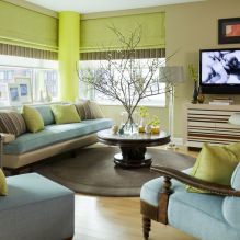 Interiér obývacího pokoje v zelených tónech-8