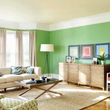 El interior de la sala de estar en tonos verdes-9
