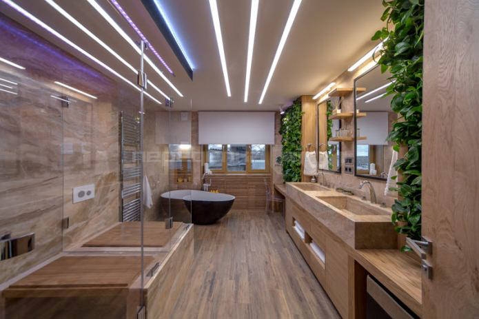 Suprojektuokite didelį vonios kambarį 12 kv. m
