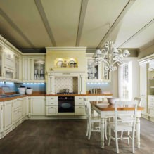 Интериорен дизайн на кухнята-трапезарията в класически стил-3