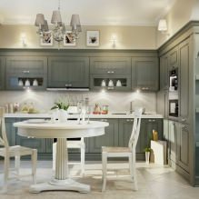 Design de interiores de uma cozinha-sala de jantar em estilo clássico-2