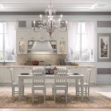 Interior design della cucina-sala da pranzo in stile classico-1