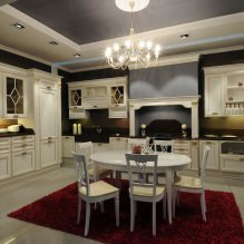 Interior design della cucina-sala da pranzo in stile classico-7