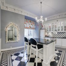 Design interior al bucătăriei-sufragerie în stilul clasic-6