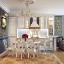 Интериорен дизайн на кухнята-трапезарията в класическия стил-4