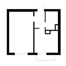 Návrh interiéru 1-izbového bytu s rozlohou 37 m2. m-1