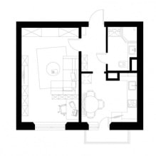 Interiørdesign av en 1-roms leilighet på 37 kvadratmeter. m-2
