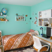 Turquoise di pedalaman: ciri, kombinasi, pilihan kemasan, perabot dan hiasan-10