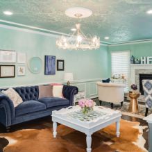 Turquoise di pedalaman: ciri, kombinasi, pilihan kemasan, perabot dan hiasan-1
