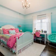 Turquoise di pedalaman: ciri, kombinasi, pilihan kemasan, perabot dan hiasan-3