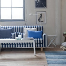 Interiér obývacej izby v modrých odtieňoch: prvky, foto-7