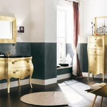 Design d'intérieur de salle de bain en couleur or -1