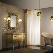 A fürdőszoba belső kialakítása arany színű -4