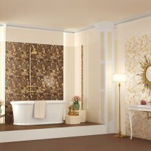 Vannas istabas interjera dizains zelta krāsā -10
