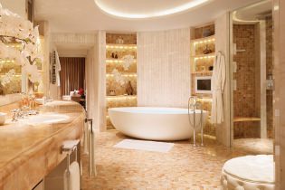 Design d'intérieur de salle de bain en couleur or