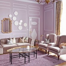 Zasady projektowania salonu w liliowych kolorach-1