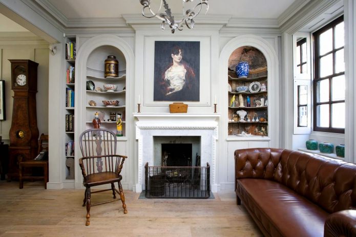 עיצוב הסלון בסגנון אנגלי: תכונות, צילום