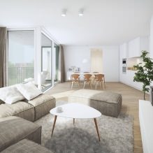 Cucina-soggiorno in bianco: caratteristiche, foto-1