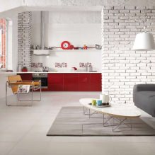 Beyaz mutfak-oturma odası: özellikler, fotoğraf-3